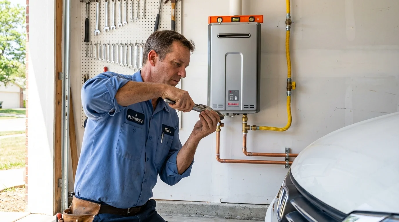Tankless water heater installation by a Johns Plumbing LLC plumber in Big Spring