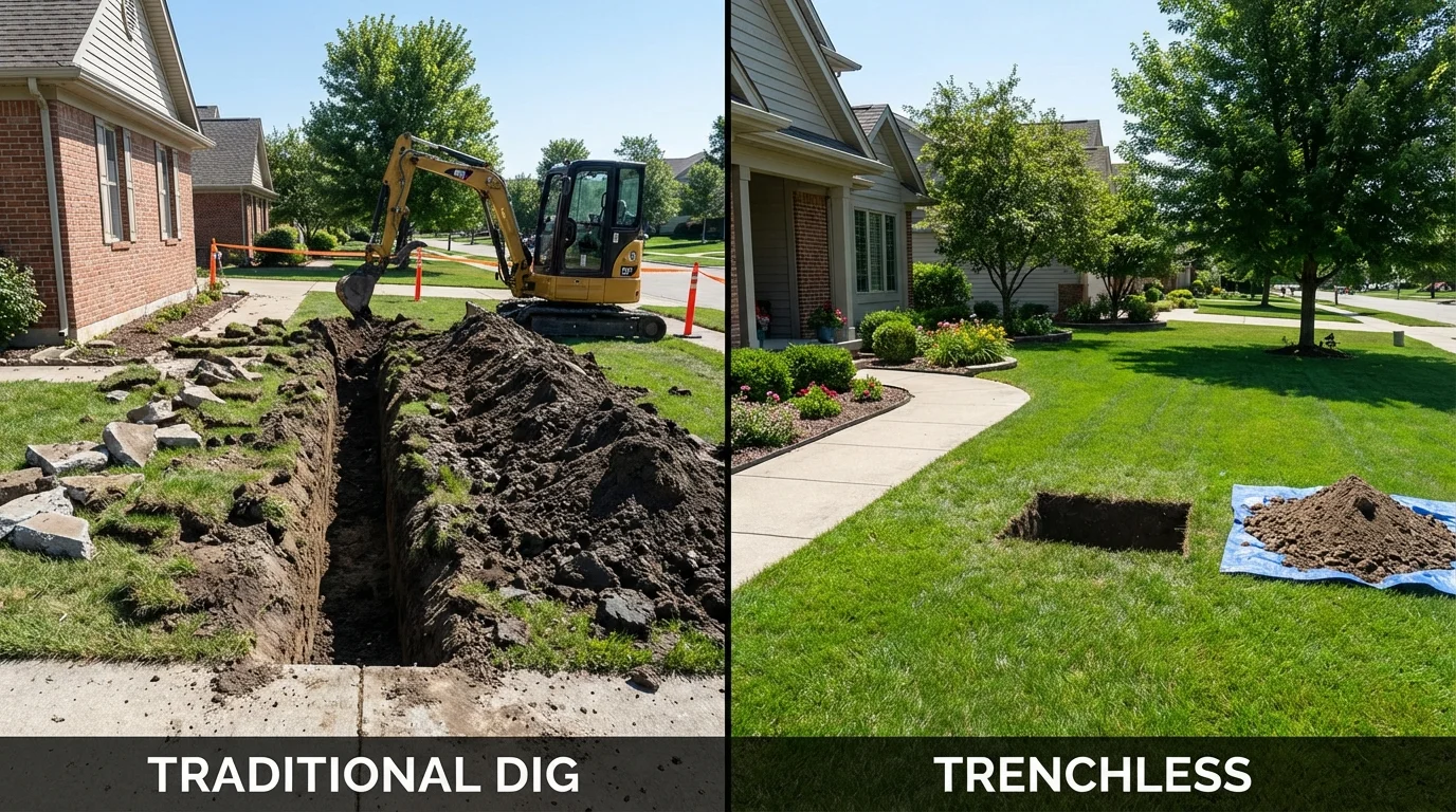 Trenchless sewer repair with minimal yard damage versus traditional excavation in Big Spring, TX